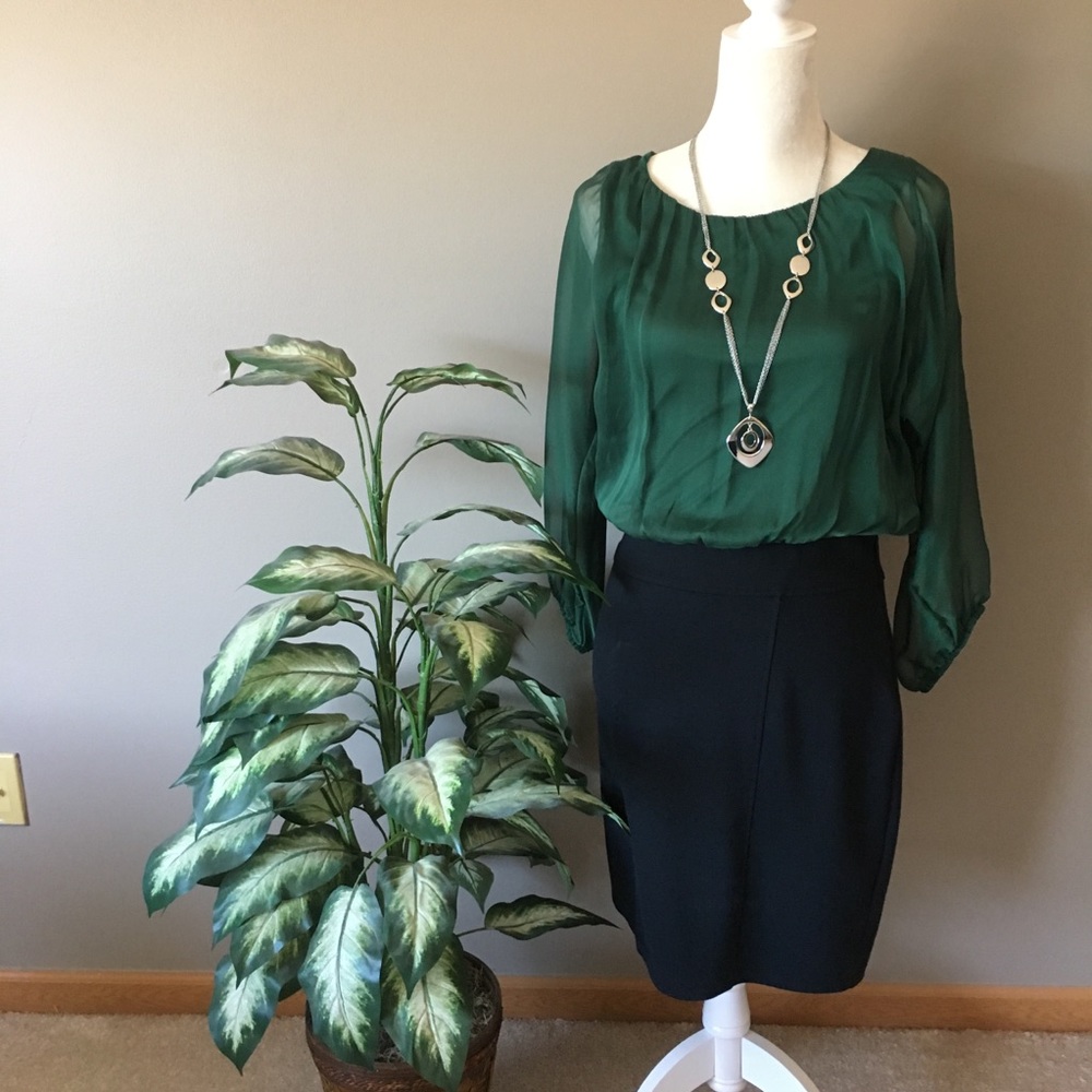 Green and Black Dress- The Limited